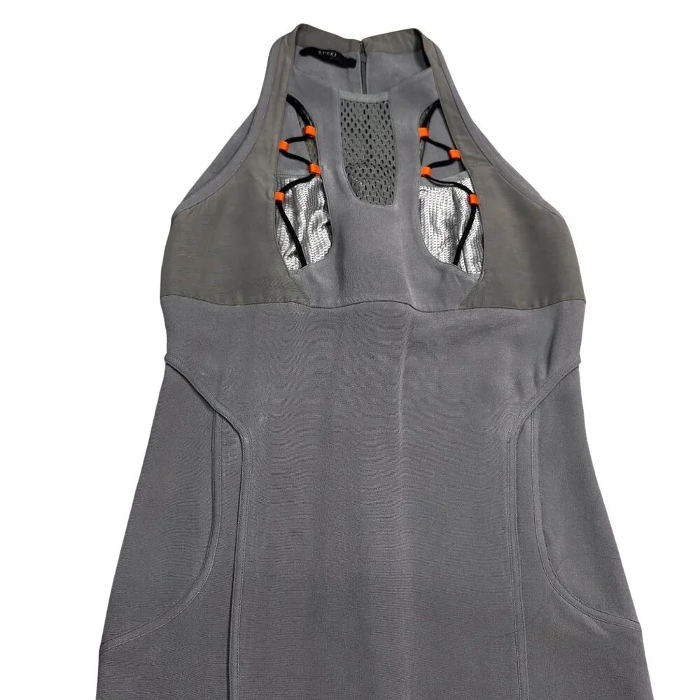 Gucci Vintage Runway S/S 2010 Sci-Fi Halter Mini Dress S IT 40 Grey MSRP $2150 - Picture 7 of 12